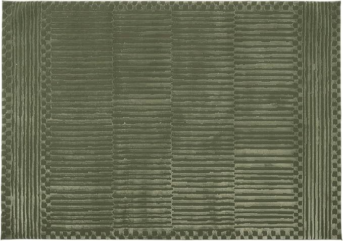 Revival Rugs Soloba 6'7"x9' Washable Area Rug for Living Room Bedroom - 100% Recycled Oeko-TEX Certified, Medium Pile, Green