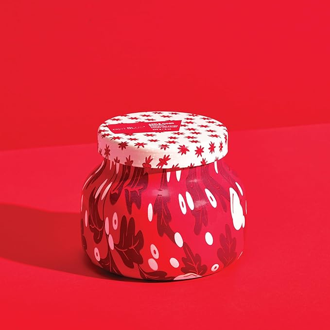 Capri Blue Pattern Play Signature Holiday Candle - Luxury Holiday Scented Candle for Home- Long Lasting Soy Wax Blend - Comes in Decorative Glass Jar (Apple Cider Social, 8 oz)