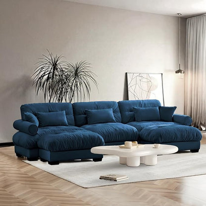 SoarFlash Sectional Sofa Couch, U Shaped Modern Sofa with Solid Wood Legs, Couches Sofas for Living Room Apartment, Comfortable Small Couches for Apartment, Blue
