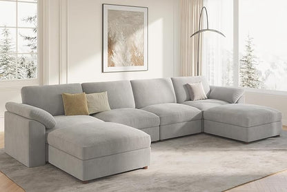EASE MOOSE Modular Sectional Sofa,Oversized U Shape Sectional Couch with Ottoman,Wide Deep Modular Cloud Couch,Removable Cover