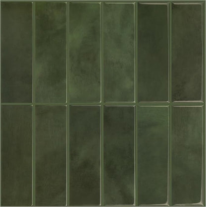 5 Pack Peel and Stick Backsplash Subway Tiles, Extra Thick 3D Wall Panels, Heat & Water Resistant, Easy DIY Kitchen, Bathroom, Laundry, Fireplace & Rental Home Wall Décor (12 x 12 in), Green