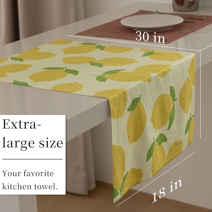 DIBALA Dish Towels Set of 2 Quick Dry Microfiber Kitchen Towels with Hanging Loop, Strawberry Lemon