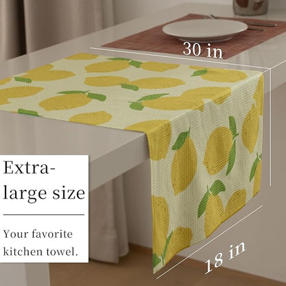 DIBALA Dish Towels Set of 2 Quick Dry Microfiber Kitchen Towels with Hanging Loop, Strawberry Lemon