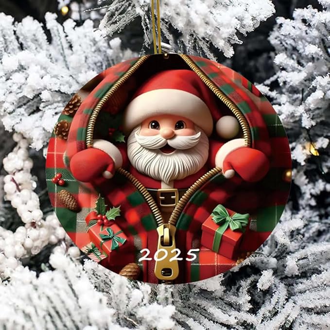 2025 Christmas Ornaments, Funny Acrylic Christmas Tree Decorations, Stained Glass Style, Unique Santa Gift Exchange