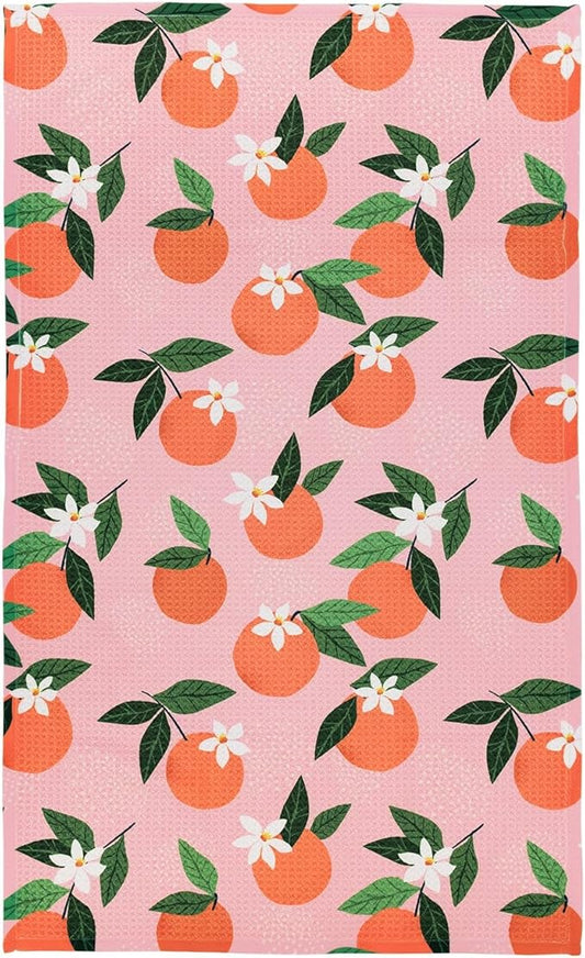 Modern Style Premium Kitchen Tea Towel Super Absorbent Fast Drying Microfiber Juicy Orange