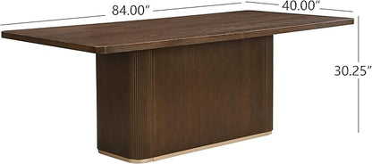 Merax 7-Piece Dining Table Set - 84'' Modern Rubberwood Table & 6 Tub Chairs, Minimalist Open-Back Design for Kitchen Dining Room, Easy Assembly, Beige+Walnut