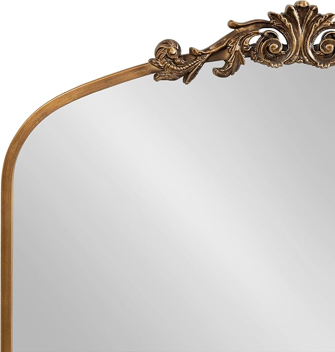 Kate and Laurel Arendahl Ornate Traditional Square Arched Mirror; 28 x 30; Antique Gold; Decorative Baroque Style Arch Vintage Mirror with Wide Frame and Crown