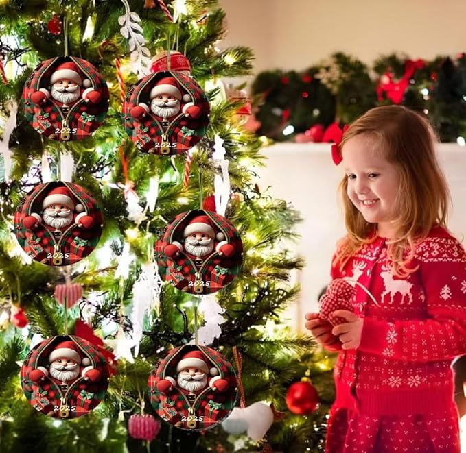 2025 Christmas Ornaments, Funny Acrylic Christmas Tree Decorations, Stained Glass Style, Unique Santa Gift Exchange