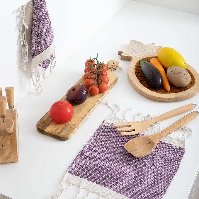 Smyrna Turkish Cotton Dish Towels Pack of 6, 100% Natural Cotton, 12x12 Inches, Machine Washable, Ultra Soft, Absorbent, Prewashed and Quick Dry Turkish Dish Towels, Dusty Rose