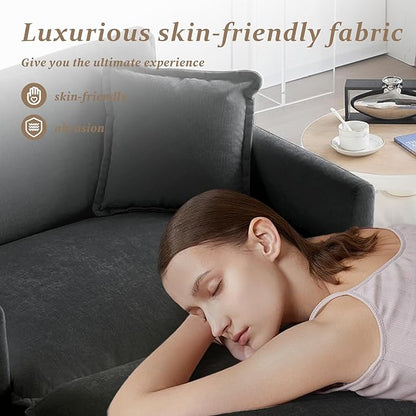 SoarFlash Chenille Sectional Sofa, Comfy Modular Single Sofa with Ottoman, Modern Recliner Deep Seat Sofa Set for Living Room,Grey