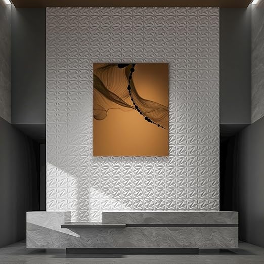 Art3dwallpanels 50 Pack 3D Wall Panel Diamond for Interior Wall Décor, PVC Flower Textured Wall Panels for Living Room Lobby Bedroom Hotel Office, White, 12''x12''