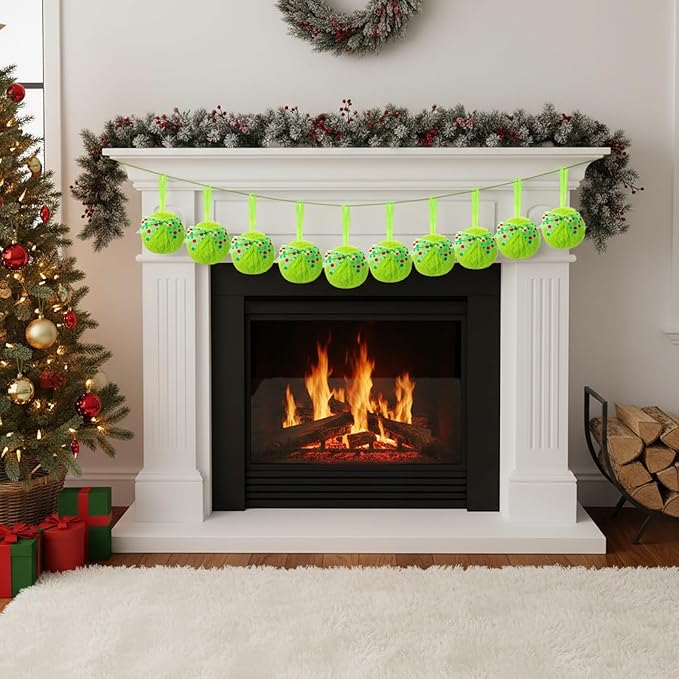 Liliful 18 Pcs Lime Green Furry Christmas Ball Ornaments3.15 Inch Bow Xmas Furry Ornaments Hanging Christmas Pom Pom Ball Decorations for Home Xmas Tree Party Supplies Wall Decor(Style 3,Green)