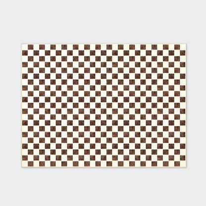 EVERGRACE Checkered Plaid Area Rug, 9x12, Soft Faux Wool, Washable, Anti Slip, Large Carpet for Entryway, Bedroom, Living Room, Hallway, Kitchen, Dining Room, Dark Brown