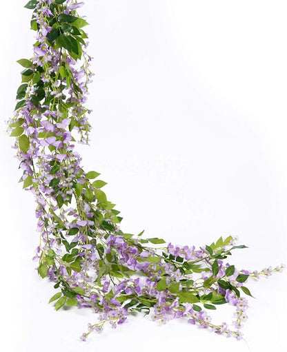 Lvydec Wisteria Artificial Garland, 4 Pcs Total 28.8ft Artificial Wisteria Vine Silk Hanging Flower for Home Garden Outdoor Ceremony Wedding Arch Floral Decor (Light Purple)