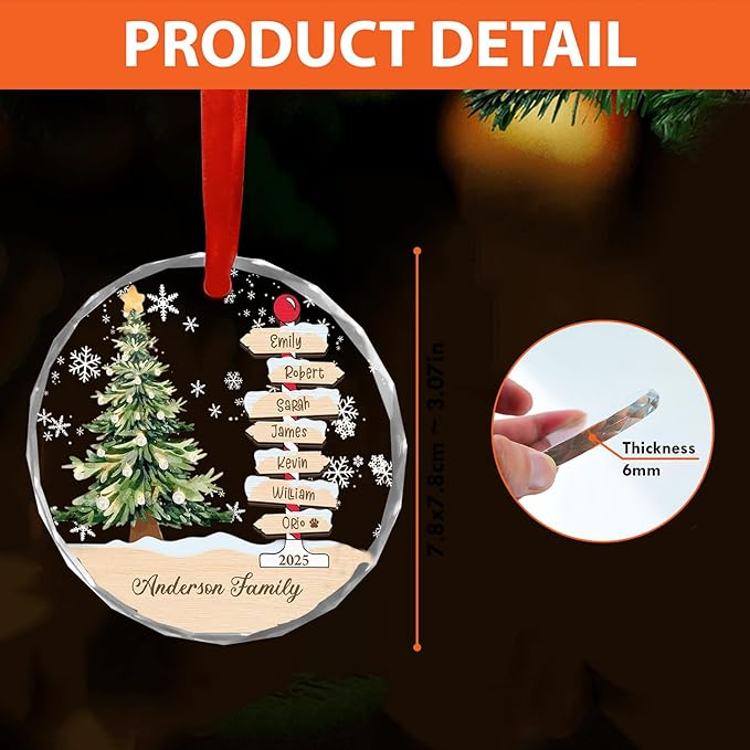 Shaant Personalized Christmas Glass Ornaments 2025, Family Name Christmas Tree Ornaments, Christmas Tree Ornament Family Names 2025, Holiday Keepsake