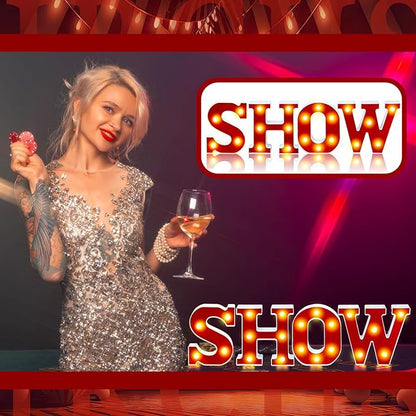 Show Light up Letters Sign Party Decorations Battery Powered Marquee Lighted Sign LED Alphabet Letter Lights for Night Party Tabletop Decor Supplies