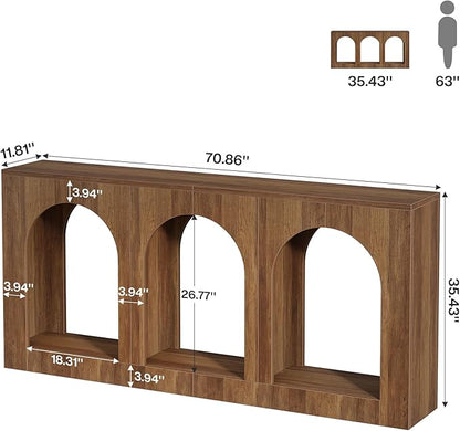 Tribesigns 70.9" Console Table with Storage, Wood Entryway Entry Table with 3 Arched Shelves for Foyer, Hallway, Living Room, Behind Couch Sofa, Narrow Long