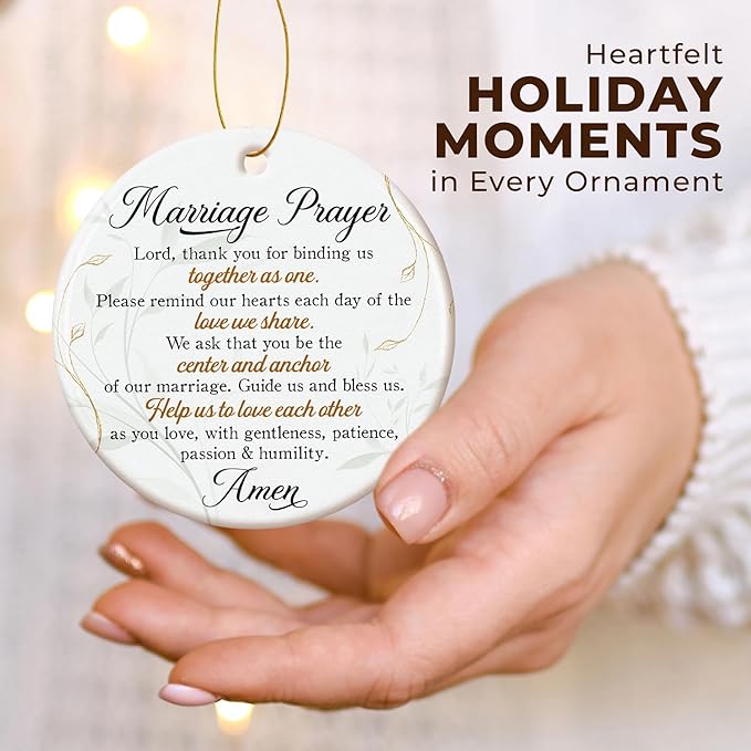 ZAGKOO Christian Christmas Wedding Gifts for Couple 2025 - Marriage Prayer Religious Wedding Gift for Newlyweds, Married Couples, Mr Mrs, Bride Groom - Bridal Shower Gift - Ceramic Ornament Decoration