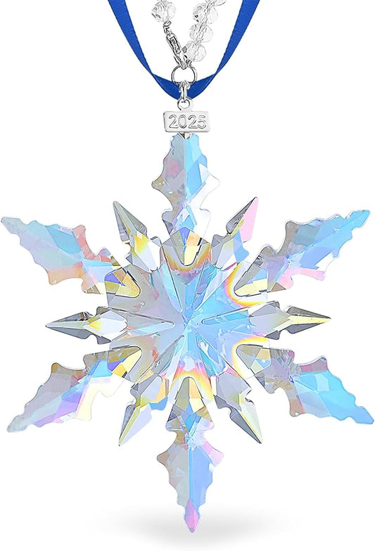 2025 Annual Christmas Ornaments Crystal Snowflake Star - Christmas Tree Ornaments Pendant Crystal Sun Catcher Home Hanging Decor