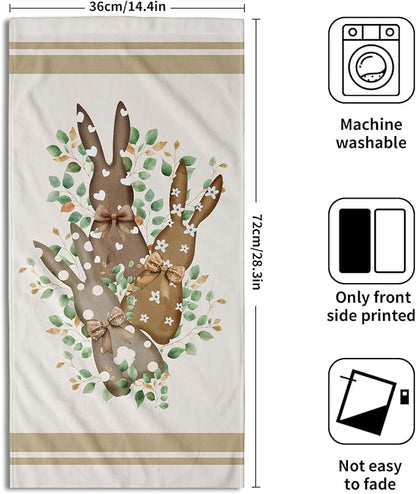 Rabbit Eucalyptus Easter Dish Towels Set of 2 28.3x14 Holiday Polka Dot Bunny
