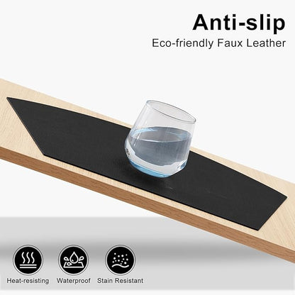 Homaxy Round Table Placemats Set of 6, Washable Wedge Shaped Faux Leather Table Mats, Wipeable Kitchen Dinner Place Mats for Indoor Outdoor, Black