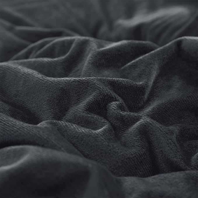 CLOTHKNOW Black Velvet Full Comforter Set, 3Pcs High Material Fluffy Bedding Comforter, Includes 1 Comforter & 2 Pillowcases, Best for Sleeping, Home Decor