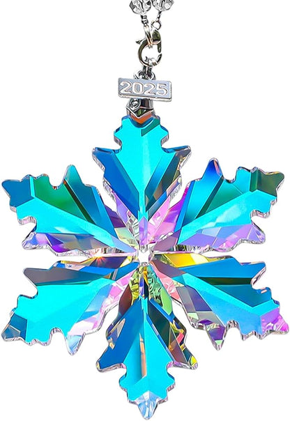 2025 Annual Edition Christmas Snowflake Ornament,Crystal Christmas Ornaments 2025,Crystal Ornament for Christma Tree,Beautiful Ornaments for Women Girls