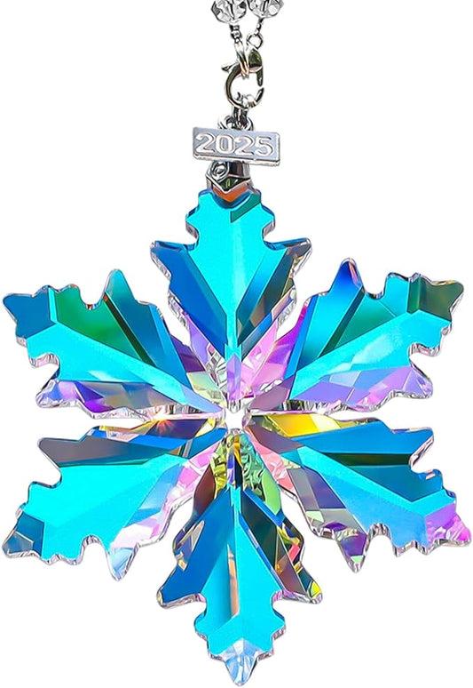 2025 Annual Edition Christmas Snowflake Ornament,Crystal Christmas Ornaments 2025,Crystal Ornament for Christma Tree,Beautiful Ornaments for Women Girls