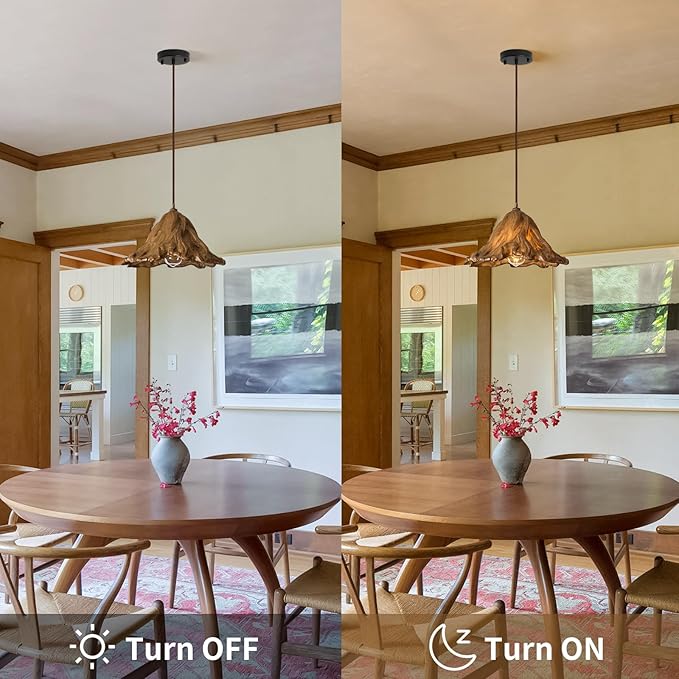 Pendant Lights Kitchen Island, 14.2in Brown Retro Ruffled Pendant Light Hanging Lamp Kitchen Island Farmhouse Vintage Light for Dining Room Bedroom Hallway Restaurant Foyer