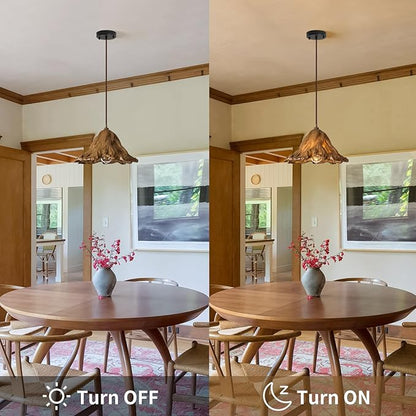 Pendant Lights Kitchen Island, 14.2in Brown Retro Ruffled Pendant Light Hanging Lamp Kitchen Island Farmhouse Vintage Light for Dining Room Bedroom Hallway Restaurant Foyer