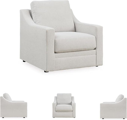 Signature Design by Ashley Maitelynn Contemporary Upholstered Chair with Non-Skid Legs, White