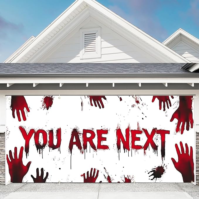 6 x 13 ft Halloween Garage Door Decorations Halloween decorations Witch Door Cover, Hanging Banner, Cauldron Backdrop Mural for Home, Outdoor, Indoor, Spooky Party, Wall, Window (YOU ARE NEXT)