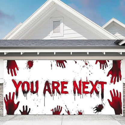 6 x 13 ft Halloween Garage Door Decorations Halloween decorations Witch Door Cover, Hanging Banner, Cauldron Backdrop Mural for Home, Outdoor, Indoor, Spooky Party, Wall, Window (YOU ARE NEXT)