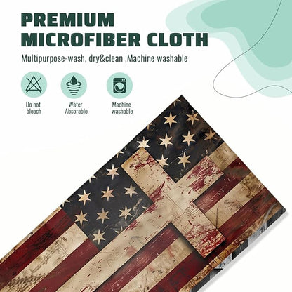 American Flag Kitchen Dish Towels Cross USA Flag Hand Tea Towels American Flag