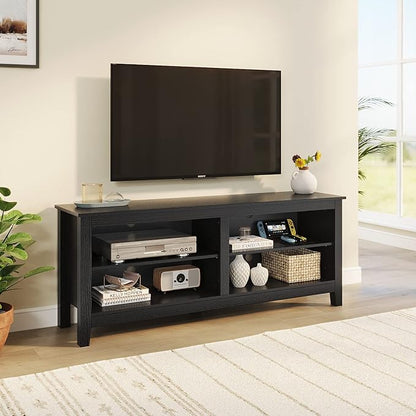 Panana TV Stand, Classic 4 Cubby TV Stand for 60 inch TV, Entertainment Center Media Television Stand for Living Room Bedroom (Black, 55 inch)