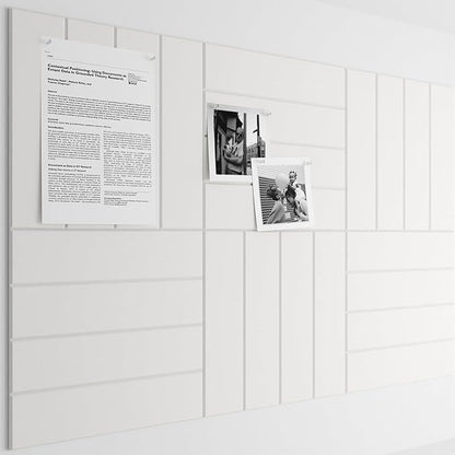 Bumusty Large Cork Board Alternative-36 x24 Felt Bulletin Board Tiles, with 30 Pushpins, 40 Adhesive Tabs, 6-Pack Slat Wall Paneling, Cork Boards for Office Push Pin Board Felt Board-Milky White