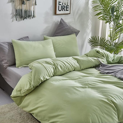 CLOTHKNOW Sage Green Queen Comforter Set 3Pcs Green Bedding Comforter Sets Soft All Season Queen Comforter with 2 x Pillow Cases