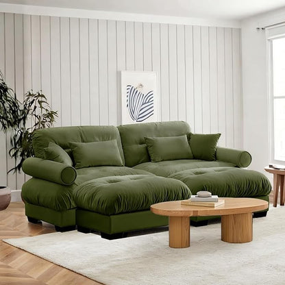 SoarFlash Modern Sofa Couches for Living Room, Small Sectional Sofa Set with Reversible Chaise, Sleeper Sofas and Modular Couch Function, Suitable for Small Spaces in Apartment, Green