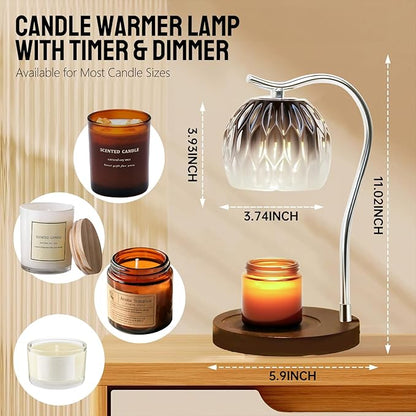 GEEZO Fragrance Candle Warmer Lamp，Electric Candle Warmer with Timer & Dimmer，Mom Christmas Birthday Gifts for Women, House Warming Gifts New Home Bedroom Decor