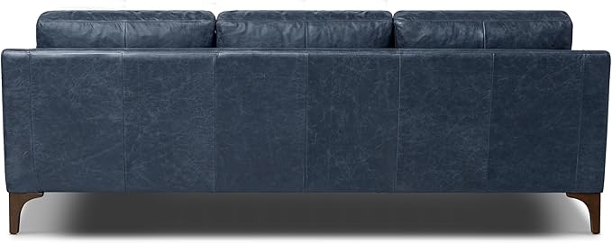 POLY & BARK Sorrento Leather Couch - 86 Inch Sofa - Full-Grain Leather Sofa for Living Room with Feather Down Topper - Living Room Couch - Pure Aniline Vintage Italian Leather in Nightfall Blue