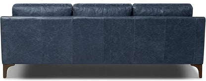 POLY & BARK Sorrento Leather Couch - 86 Inch Sofa - Full-Grain Leather Sofa for Living Room with Feather Down Topper - Living Room Couch - Pure Aniline Vintage Italian Leather in Nightfall Blue
