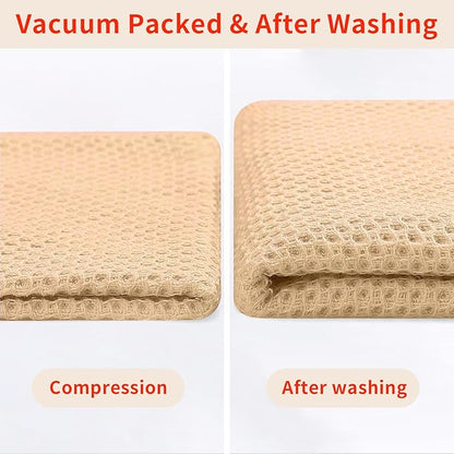 Homaxy 100% Cotton Kitchen Towels and Dishcloths Set, 12 x 12 Inches and 13 x 28 Inches, Set of 12 Bulk Kitchen Towels Set, Ultra Soft Absorbent Dish Cloths for Washing Dishes, Apricot