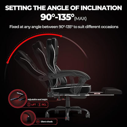 Ergonomic Office Chair with Adjustable Headrest and Footrest, High Back Desk Chair with Linkage Armrests, Reclining Swivel Chair for Home Office, Executive Office Chair (Black1)