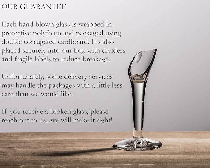 Dos Sueños Hand Blown Mexican Drinking Glasses - Set of 6 Glasses with Cobalt Blue Rims (14 oz each)