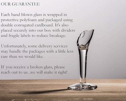 Dos Sueños Hand Blown Mexican Drinking Glasses - Set of 6 Glasses with Cobalt Blue Rims (14 oz each)