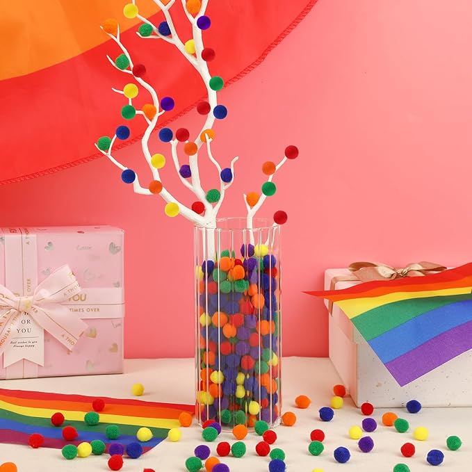SEPGLITTER 1000 Pieces Rainbow Pride Pom Poms Balls for Crafts Making DIY Holiday Pride Day Month Parades Decorations Supplies