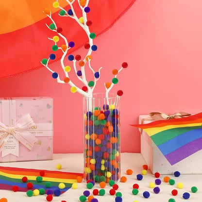 SEPGLITTER 1000 Pieces Rainbow Pride Pom Poms Balls for Crafts Making DIY Holiday Pride Day Month Parades Decorations Supplies