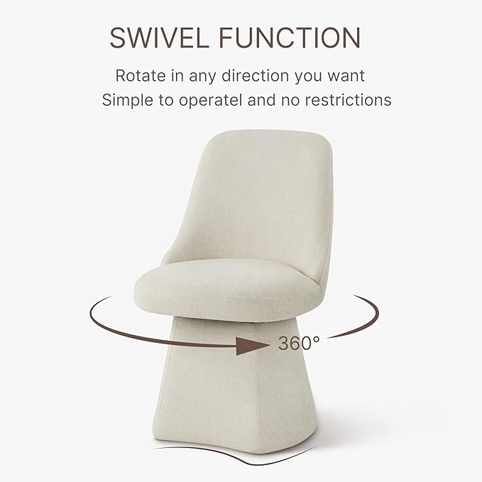 Swivel Dining Chair Mid Century Modern DeskChair High Back Upholstered Linen Fabric SideChair for Kitchen Diningroom Bedroom,Linen,1 Box