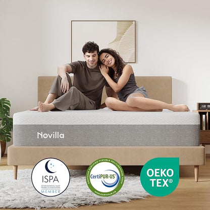 Novilla Twin XL Mattress, 12 Inch Gel Memory Foam XL Twin Mattress for Cool Night & Pressure Relief, Medium Plush Feel with Motion Isolating, Bliss
