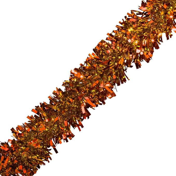 TCDesignerProducts Orange Metallic Twist - 4" x 25' Roll, Parade Float Decor for Trailer/Golf Cart, Metallic Tinsel & Halloween Decor